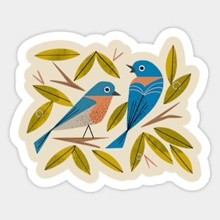 Midcentury Bluebird Pair Sticker